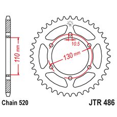 Řetězová rozeta JT JTR 486-44 44 zubů, 520