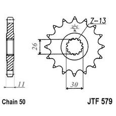 Reťazové koliečko JT JTF 579-16RB 16 zubov,530 pogumované