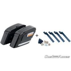 Rigid saddlebag CUSTOMACCES AMERICAN AMZ005N čierna pár, s univerzálnou podporou KF