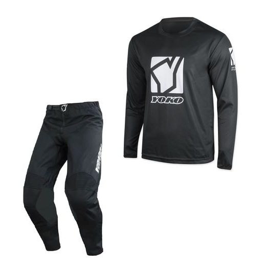 SET OF MX PANTS AND MX JERSEY YOKO TRE+SCRAMBLER BLACK; BLACK/WHITE 28 (S)