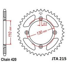 Hliníková reťazová rozeta JT JTA 215-50 50 zubov,420