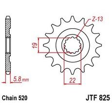 Reťazové koliečko JT JTF 825-13 13 zubov,520
