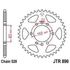 Reťazová rozeta JT JTR 890-45ZBK 45 zubov,520 Čierny zinok