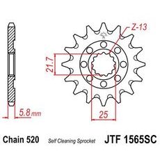 Reťazové koliečko JT JTF 1565-13SC 13 zubov,520 Self Cleaning Lightweight
