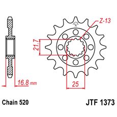 Reťazové koliečko JT JTF 1373-17RB 17 zubov,520 pogumované