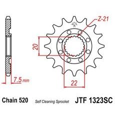 Řetězové kolečko JT JTF 1323-14SC 14 zubů, 520 Self Cleaning Lightweight