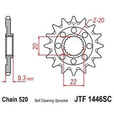 Řetězové kolečko JT JTF 1446-13SC 13 zubů, 520 Self Cleaning Lightweight
