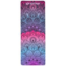 Designová TPE podložka na jógu Sportago s mikrovláknem 183x61 cm - růžová mandala