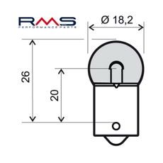 Žárovka RMS 246510225 12V 5W, R5W BA15S bílá