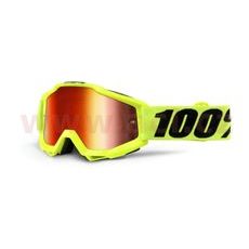 brýle Accuri Fluo Yellow, 100% (žlutá, červené chrom + čiré plexi s čepy pro slídy)