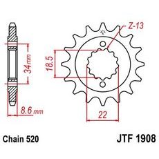 Řetězové kolečko JT JTF 1908-15 15 zubů, 520
