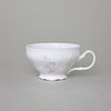 Šálek nízký čajový 205 ml NOVÉ OUŠKO, Thun 1794, karlovarský porcelán, BERNADOTTE modro-růžové kytičky