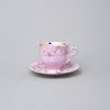 Šálek 90 ml espresso a podšálek 10,5 cm, Sonáta dekor 158, Leander, růžový porcelán
