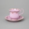 Šálek 0,2 l a podšálek 15 cm Monika, růžový porcelán, dekor 158, Leander Loučky