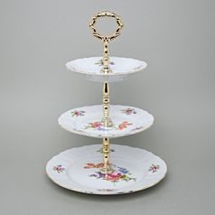 Etažer 3-dílný, Thun 1794, karlovarský porcelán, BERNADOTTE míšeňská růže
