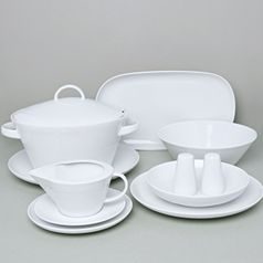 Jídelní souprava pro 6 osob + 3 náhradní talíře ZDARMA, Thun 1794, karlovarský porcelán, TOM bílý, nedekorovaný