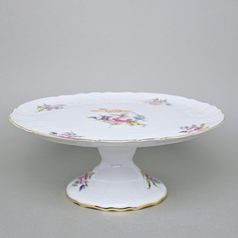 Talíř dortový 32 cm na noze, Thun 1794, karlovarský porcelán,BERNADOTTE míšeňská růže