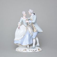 Pár rokoko 16 x 10,5 x 22 cm, Porcelánové figurky Duchcov