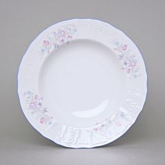 Talíř hluboký 23 cm, Thun 1794, karlovarský porcelán, BERNADOTTE modro-růžové kytičky
