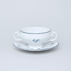 Šálek a podšálek polévkový 320 ml / 17,5 cm, Thun 1794, karlovarský porcelán, BERNADOTTE kytička
