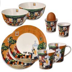 Snídaňový set Una bellissima giornata, jemný kostní porcelán, R. Wachtmeister, Kočky Goebel