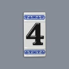 Číslo na dům "4" - porcelánová destička 8 x 55 x 110 mm