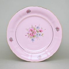 Talíř mělký 25 cm, dekor 13, Leander, růžový porcelán