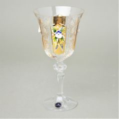 Křišťálové sklenice na víno broušené 18,2 cm - set 6 ks, platina + smalt, Jahami Bohemia