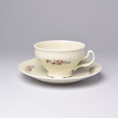 Šálek a podšálek čajový 205 ml / 15,5 cm, Thun 1794, karlovarský porcelán, BERNADOTTE ivory + kytičky