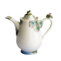 Konev čajová/kávová 19,7 x 10,8 x 17,8 cm, zelená žabka, porcelán FRANZ