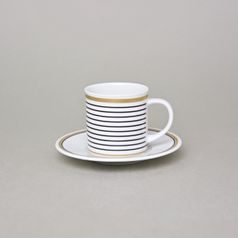 Šálek espresso 80 ml + podšálek 11,5 cm, ELLA černo-zlatá, Thun 1794 karlovarský porcelán