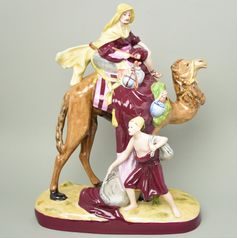Arab na velbloudu 54 x 30 x 60 cm, saxe, Porcelánové figurky Duchcov