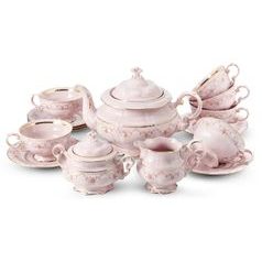 Čajová souprava pro 6 osob Sonáta dekor 158, Leander, růžový porcelán