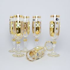 Křišťálové sklenice Mirell broušené flétna - set 6 ks, 180 ml, zlato + smalt, Jahami Bohemia