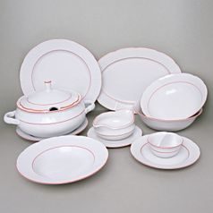 NATÁLIE 70477: Jídelní sada pro 6 osob, Thun 1794, karlovarský porcelán, červená linka