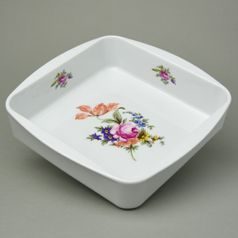 Baking bowl square 21 x 5,5 cm, Thun 1794, karlovarský porcelán, meissen rose
