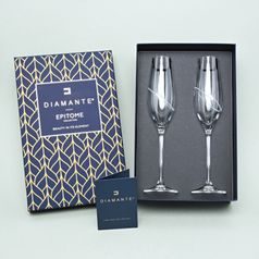 Diamond Ring - Set dvou sklenic na šampaňské 210 ml, Swarovski Crystal, DIAMANTE
