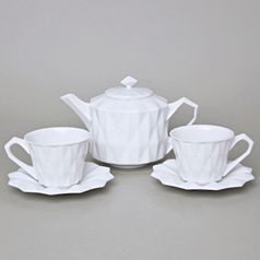 Souprava čajová / kávová pro 2 osoby, Diamond White, porcelán Goldfinger