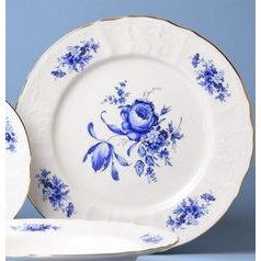 Talíř mělký 25 cm, Thun 1794, karlovarský porcelán, BERNADOTTE modrá růže