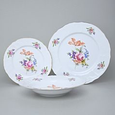 Plate set for 6 persons, Thun 1794 Carlsbad porcelain, BERNADOTTE Meissen Rose