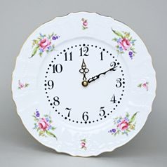 Hodiny na stěnu 27 cm, Thun 1794, karlovarský porcelán, BERNADOTTE míšeňská růže