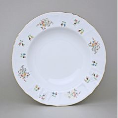 Talíř hluboký 23 cm, Thun 1794, karlovarský porcelán, BERNADOTTE kytička se zlatem