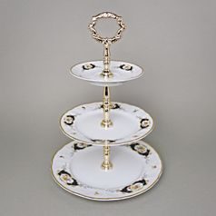 Etažer 3-díl. 34 cm, Thun 1794, karlovarský porcelán, BERNADOTTE erbíky