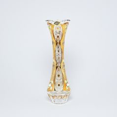 Křišťálová váza píšťala broušená, 255 mm, zlato + smalt, Jahami Bohemia