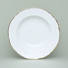 Zlatá páska: Talíř hluboký 23 cm, Thun 1794, karlovarský porcelán, BERNADOTTE