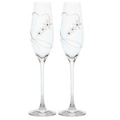 Celebration - Skleničky na sekt Wedding set - srdce 210 ml, 2 ks, krystaly Swarovski