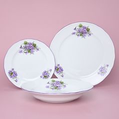 Talířová souprava pro 6 osob 26, 24, 19 cm, fialky, Český porcelán a.s.