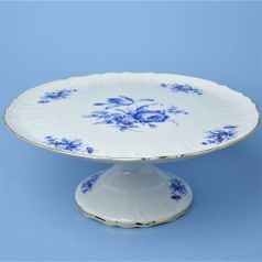 Talíř dortový 32 cm na noze, Thun 1794, karlovarský porcelán, BERNADOTTE modrá růže