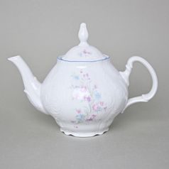 Konvice čajová 1,2 l, Thun 1794, karlovarský porcelán, BERNADOTTE modro-růžové kytičky