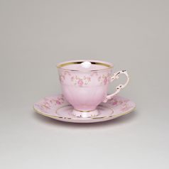 Šálek 140 ml a podšálek kávový, Sonáta dekor 158, Leander, růžový porcelán